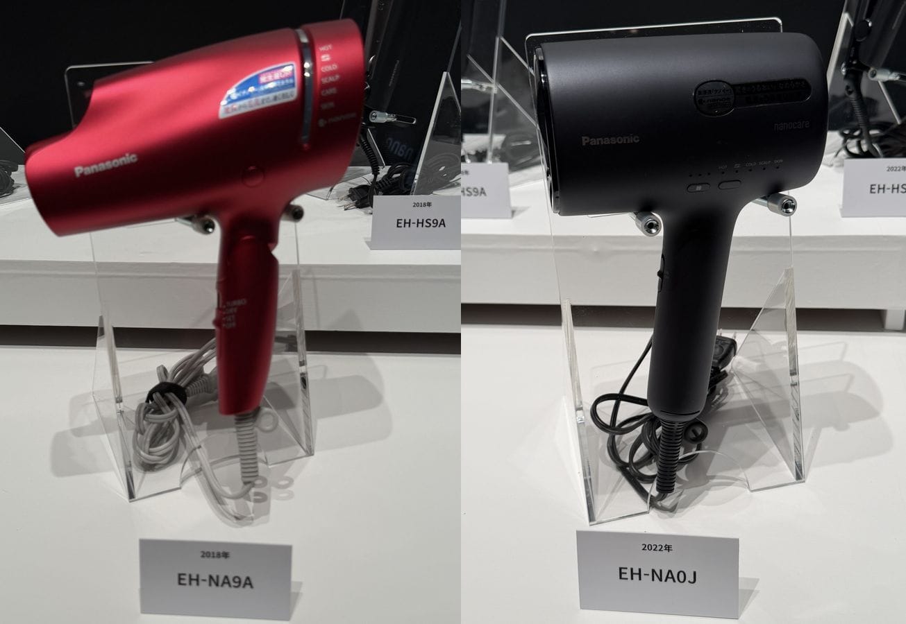 パナソニック「ヘアドライヤー ナノケア」2018年発売のEH-NA9Aと、大きくモデルチェンジした2022年モデルのEH-NA0J