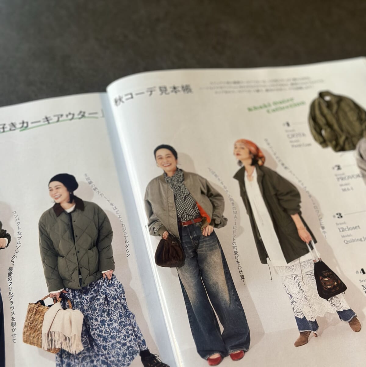 LEE11月号 カーキアウターコーデ