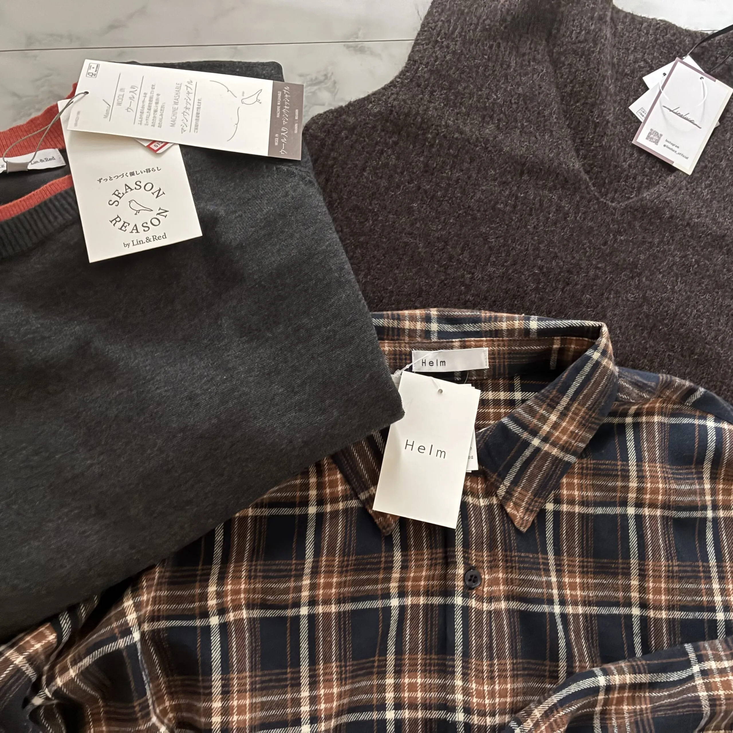 しまむら チェック柄シャツ・ベスト・ニット