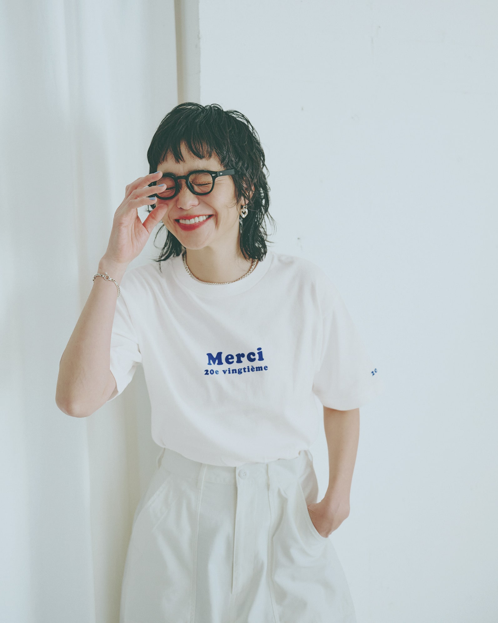 12closet (トゥエルブクローゼット)【洗える】USA コットン Merci Tシャツ