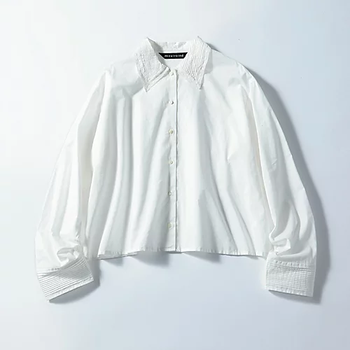 【洗える】pin tuck collar shirt